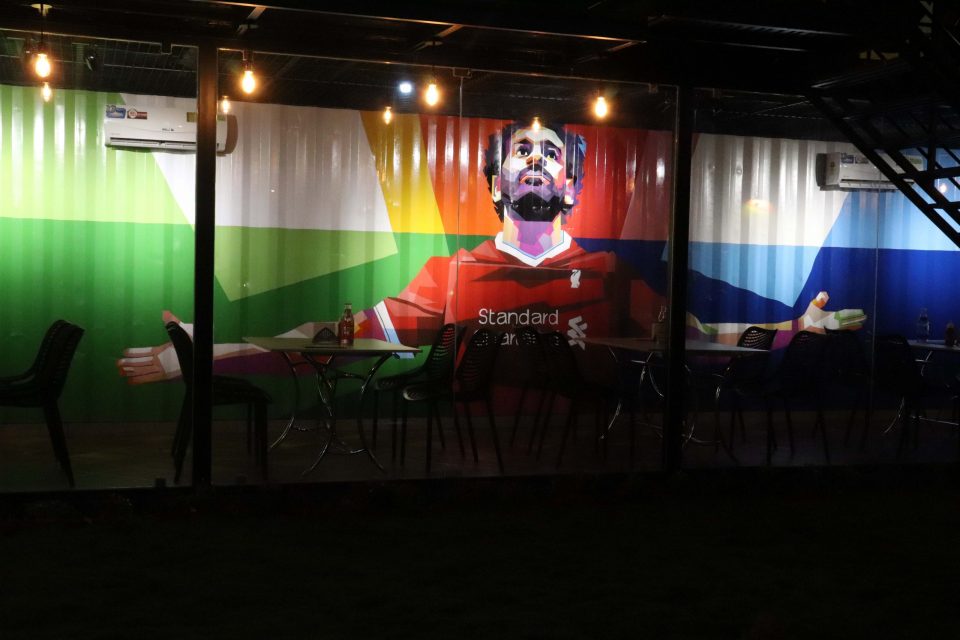 salah mural in football court