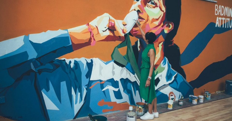 pv sindhu mural art4