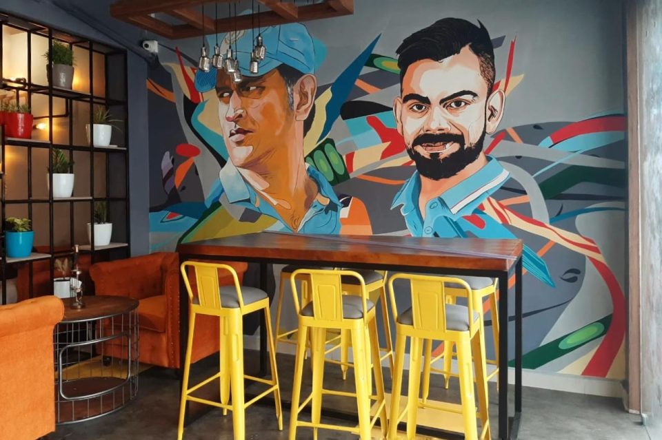 virat kohli and dhoni graffiti
