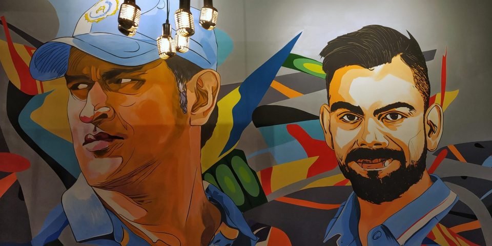 virat kohli and dhoni graffiti
