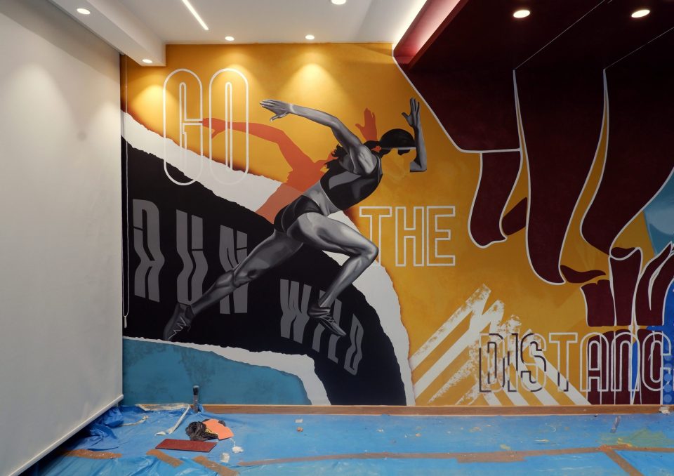 sports wear theme graffiti mural India